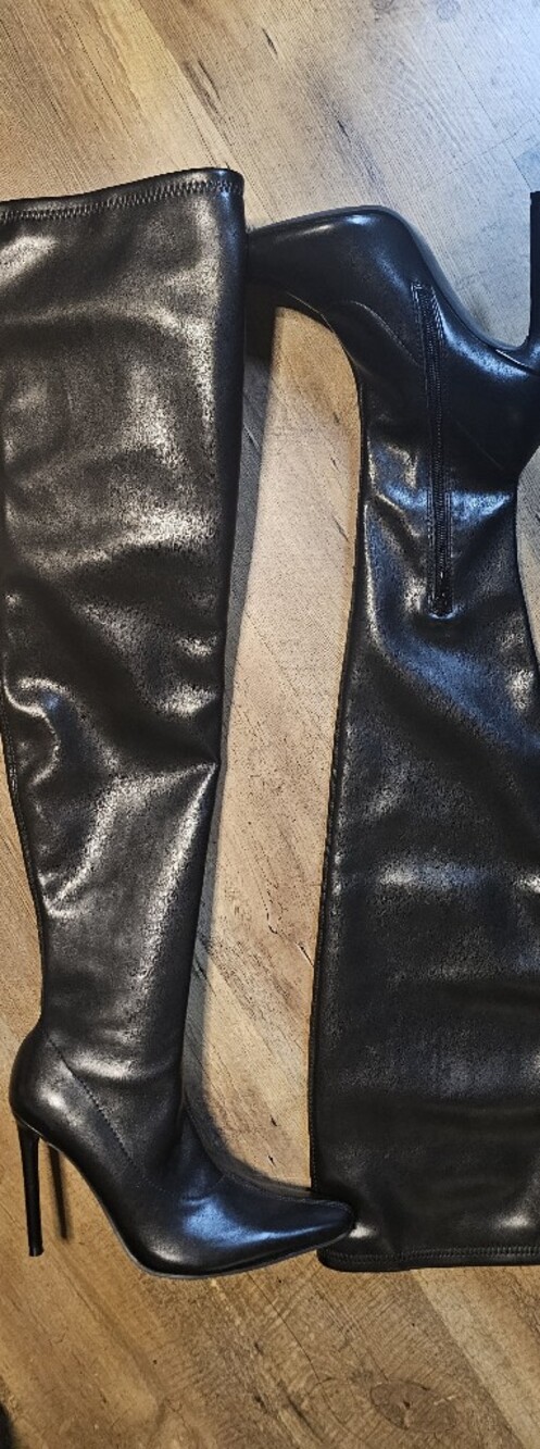 Black Faux Leather Over-the-Knee Boots